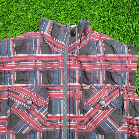 LEVIS Reversible Snap Vest Small 20x27 Blue Plaid Baggy - Picture 11 of 16